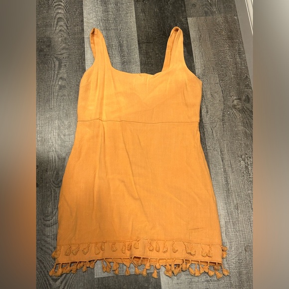 Lulus Feel the Sunshine Washed Orange Tassel Mini Dress - Picture 4 of 4